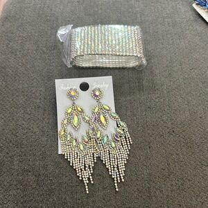 Iridescent Crystal Chandelier Earrings - Multicolor